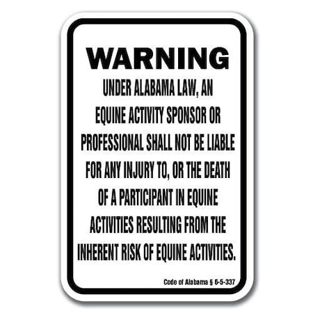 Signmission Safety Sign, 18 in Height, Aluminum, 12 in Length, Equine - Alabama A-1218 Equine - Alabama